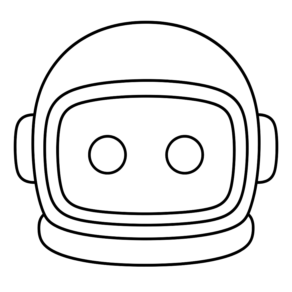 Kolorowanka astronauta glowa – czarno-biały rysunek konturowy do druku dla dzieci