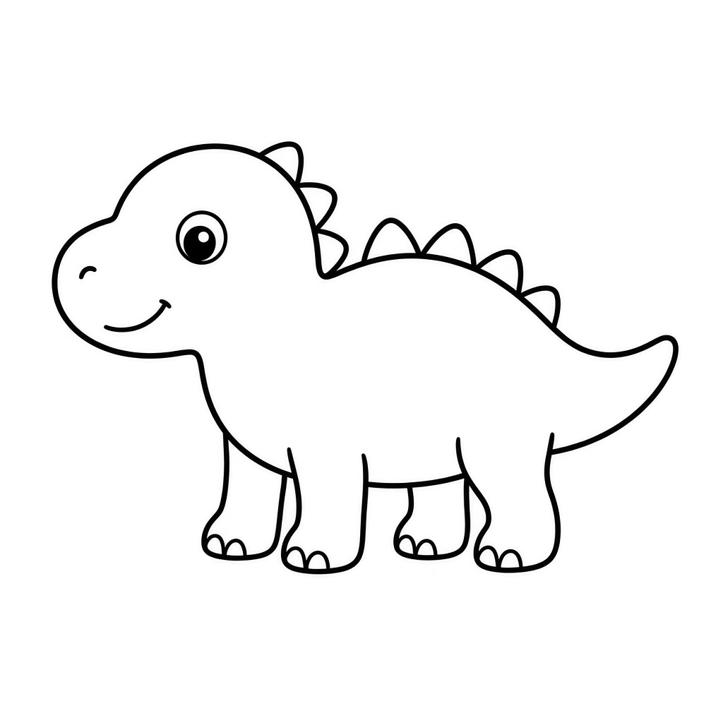 Kolorowanka dinozaur – czarno-biały rysunek konturowy do druku dla dzieci