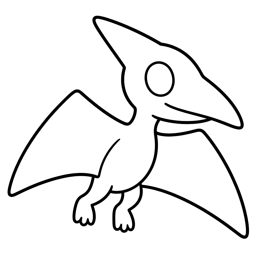 Kolorowanka pteranodon prosty – czarno-biały rysunek konturowy do druku dla dzieci