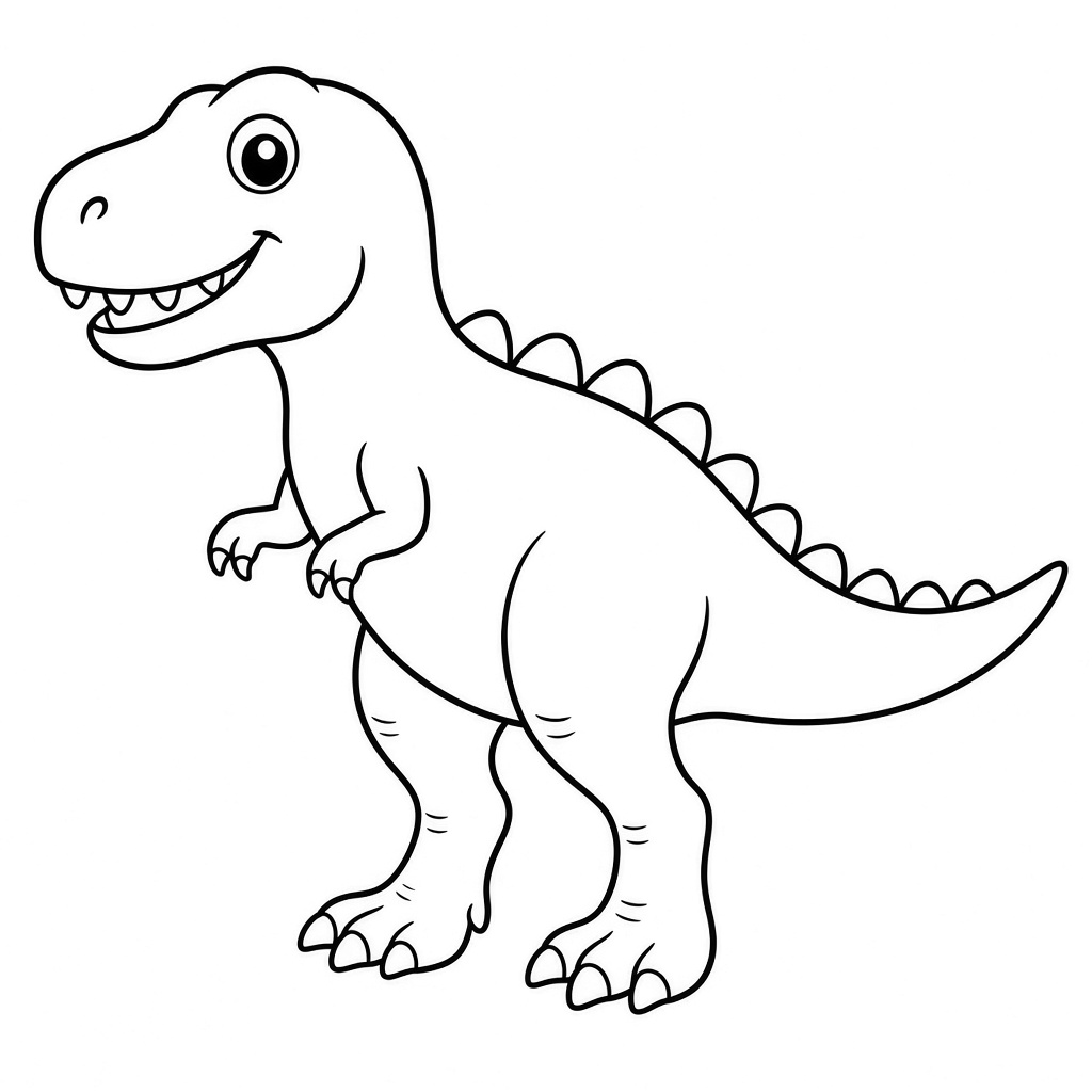 Kolorowanka tyranozaur stojący – czarno-biały rysunek konturowy do druku dla dzieci
