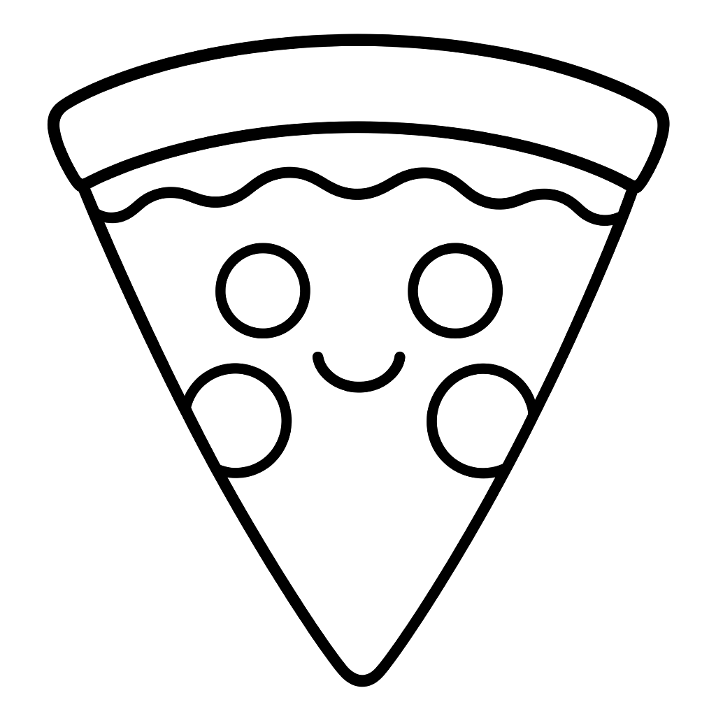 Kolorowanka pizza przod – czarno-biały rysunek konturowy do druku dla dzieci