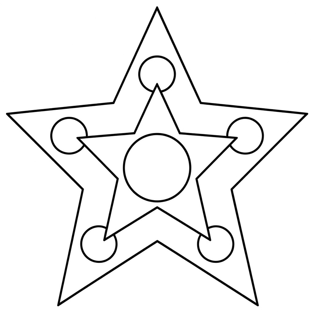 Kolorowanka mandala gwiazdki – czarno-biały rysunek konturowy do druku dla dzieci