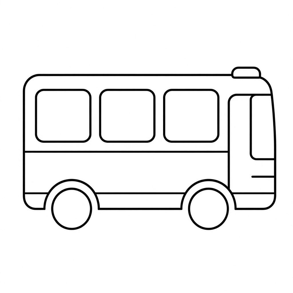 Kolorowanka autobus prosty – czarno-biały rysunek konturowy do druku dla dzieci