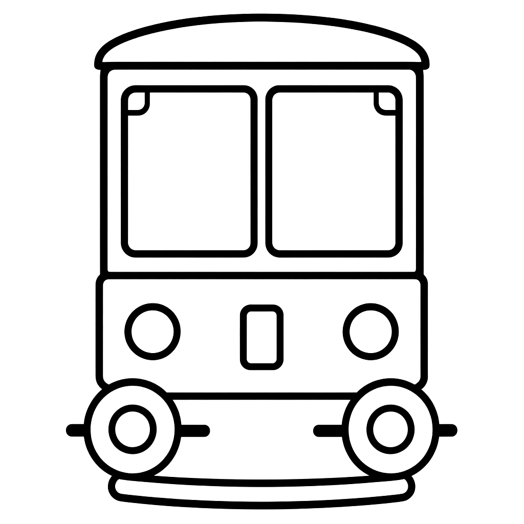 Kolorowanka metro przod – czarno-biały rysunek konturowy do druku dla dzieci