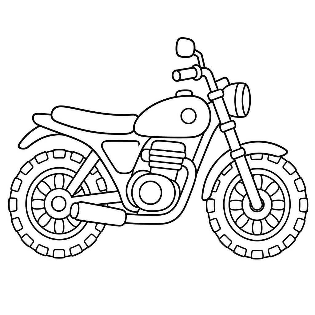 Kolorowanka motocykl – czarno-biały rysunek konturowy do druku dla dzieci