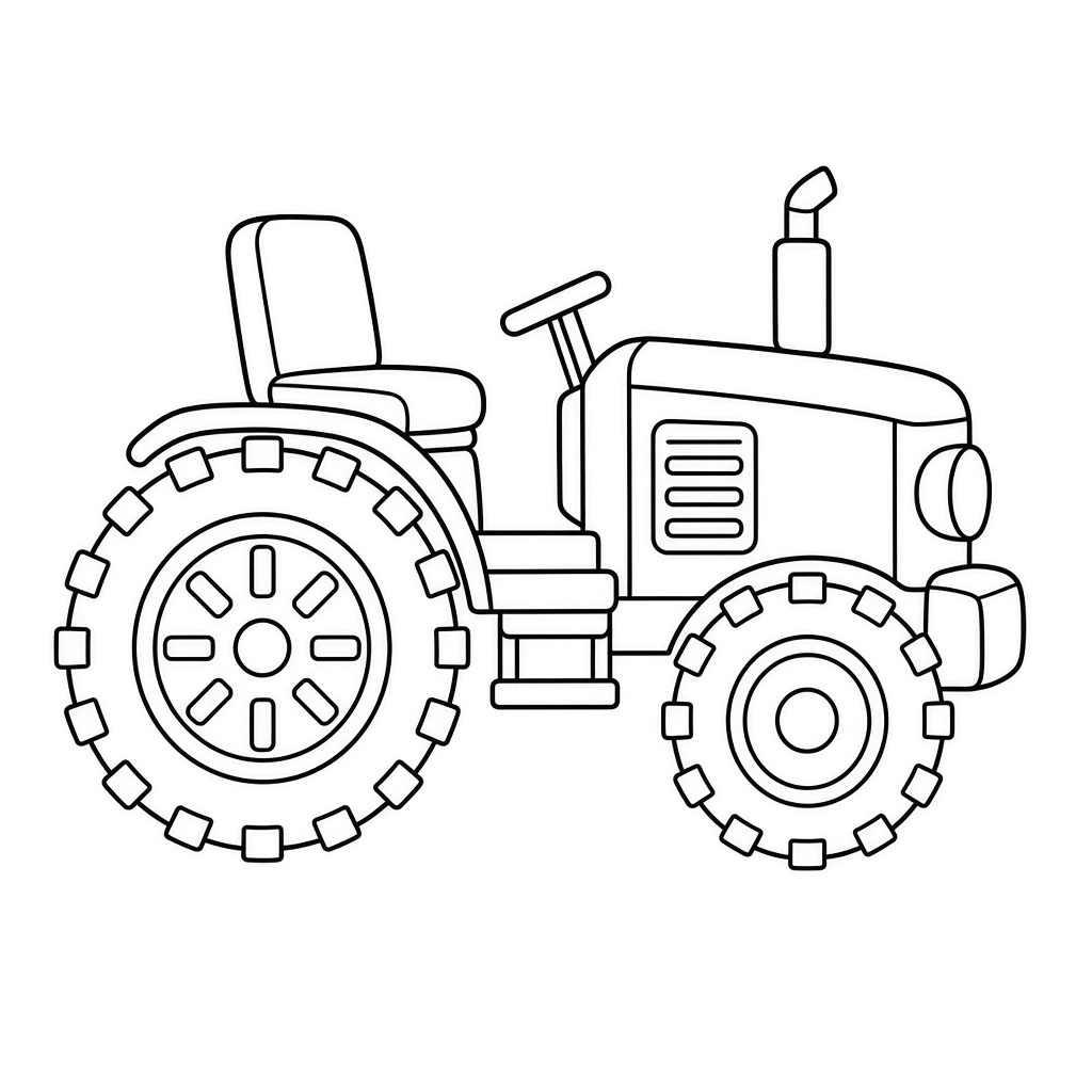 Kolorowanka traktor z boku – czarno-biały rysunek konturowy do druku dla dzieci