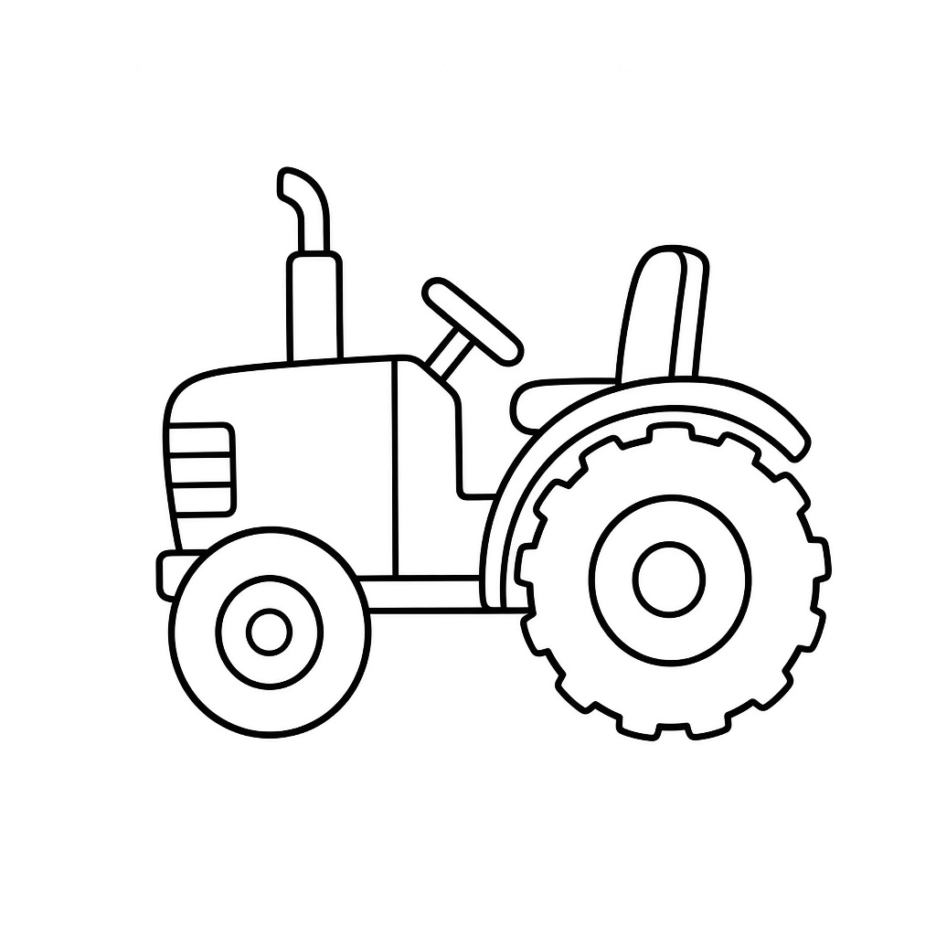 Kolorowanka traktor z boku – czarno-biały rysunek konturowy do druku dla dzieci