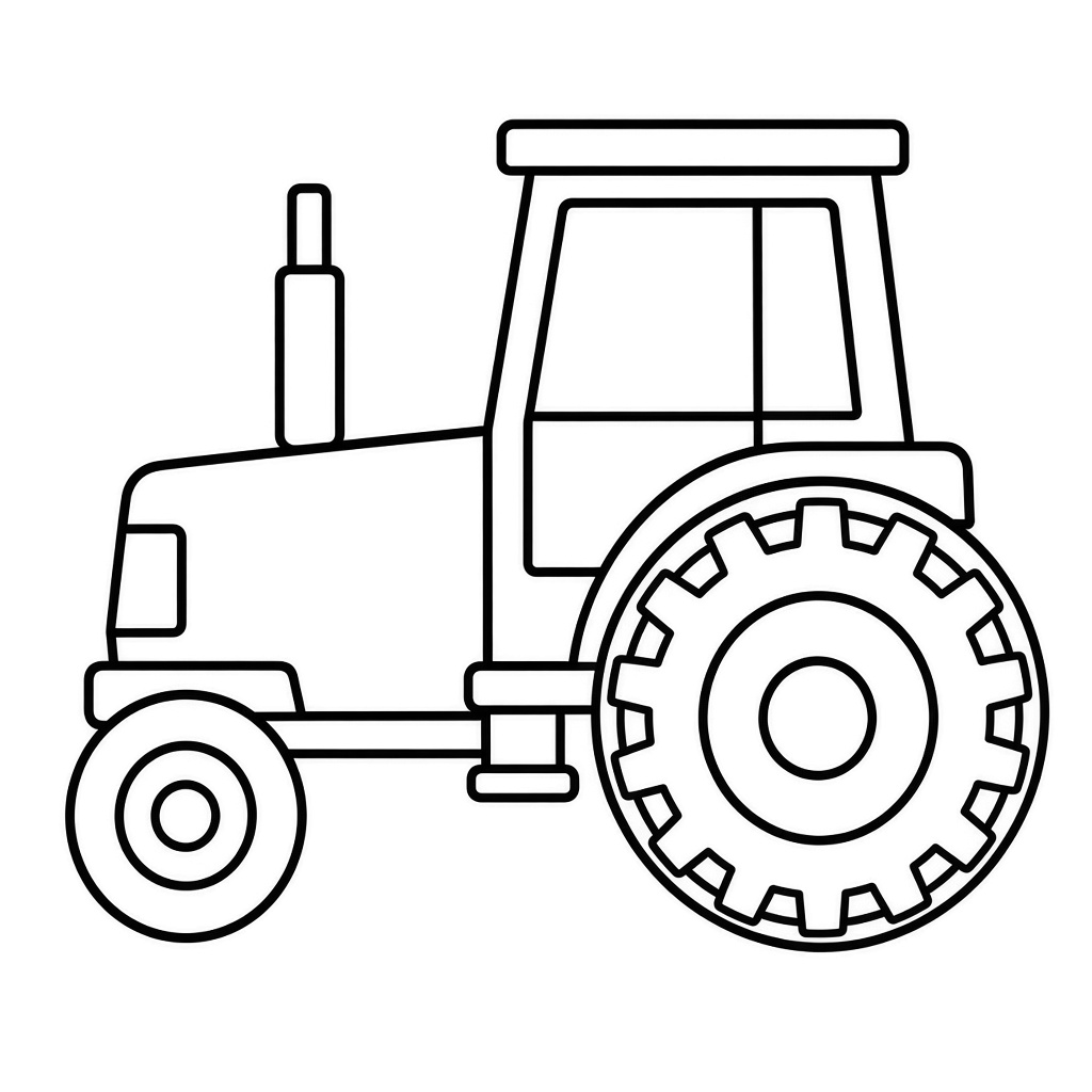 Kolorowanka traktor prosty – czarno-biały rysunek konturowy do druku dla dzieci