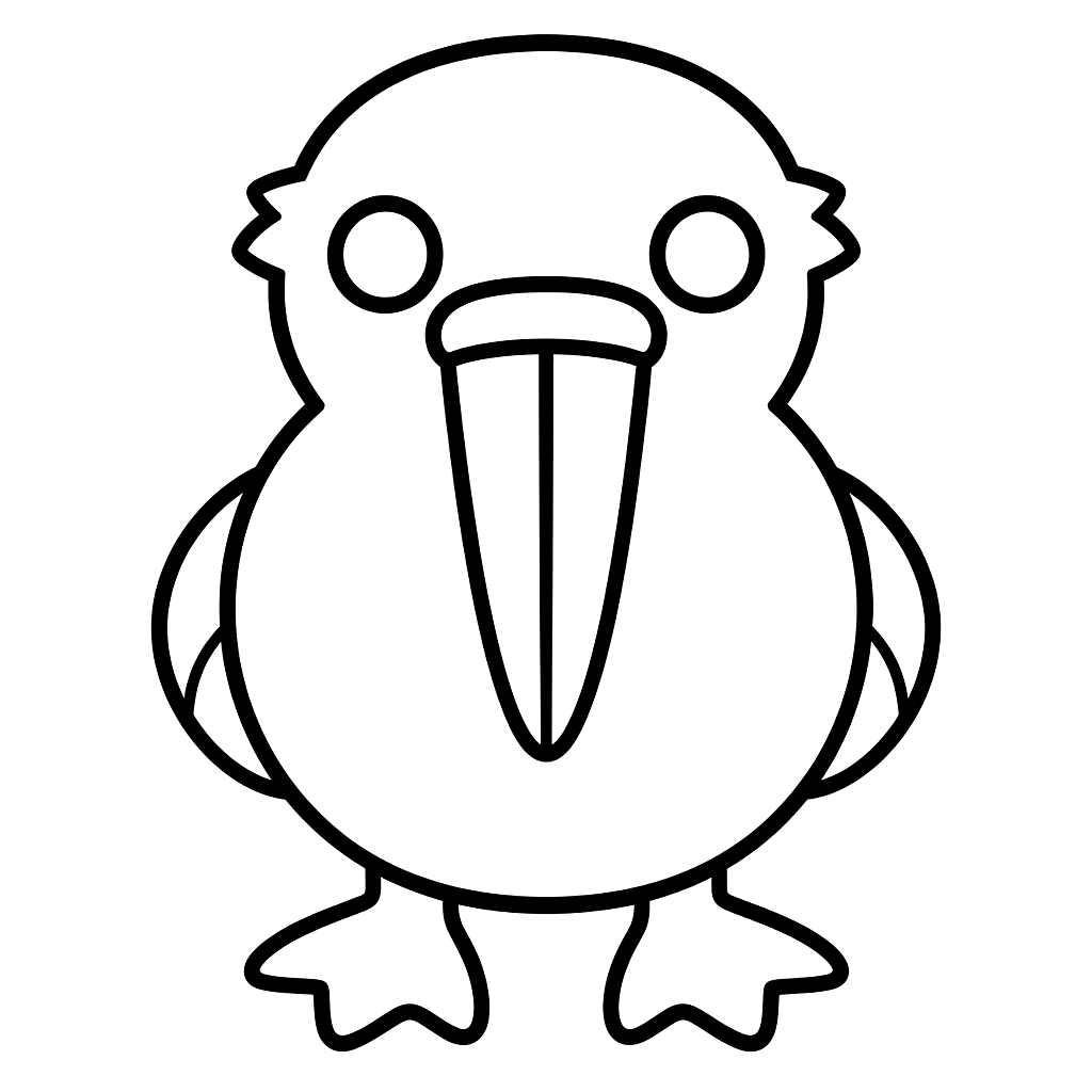 Kolorowanka kormoran przod – czarno-biały rysunek konturowy do druku dla dzieci
