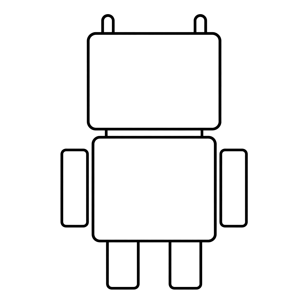 Kolorowanka robot od tylu – czarno-biały rysunek konturowy do druku dla dzieci