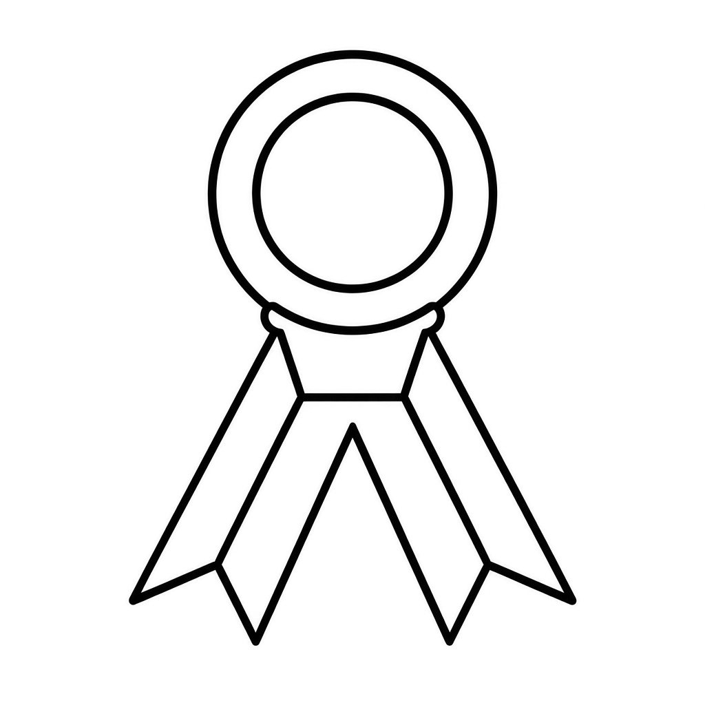 Kolorowanka medal – czarno-biały rysunek konturowy do druku dla dzieci