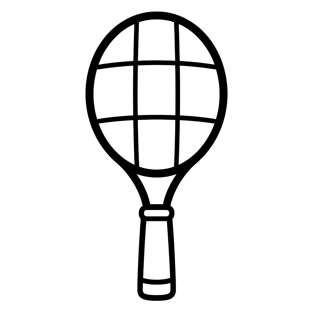 Kolorowanka tenis przod – czarno-biały rysunek konturowy do druku dla dzieci