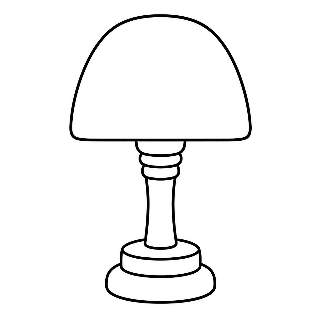 Kolorowanka lampka nocna – czarno-biały rysunek konturowy do druku dla dzieci