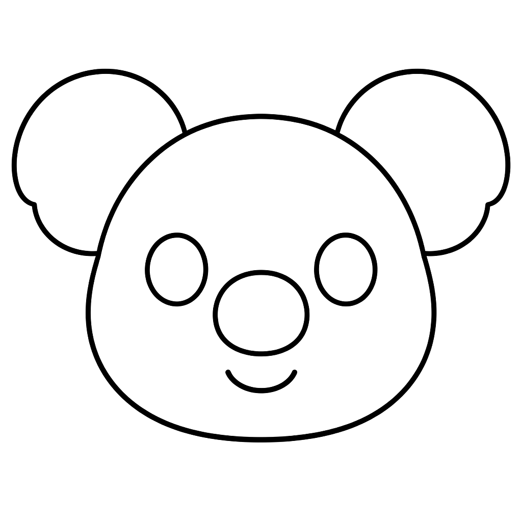Kolorowanka koala glowa – czarno-biały rysunek konturowy do druku dla dzieci